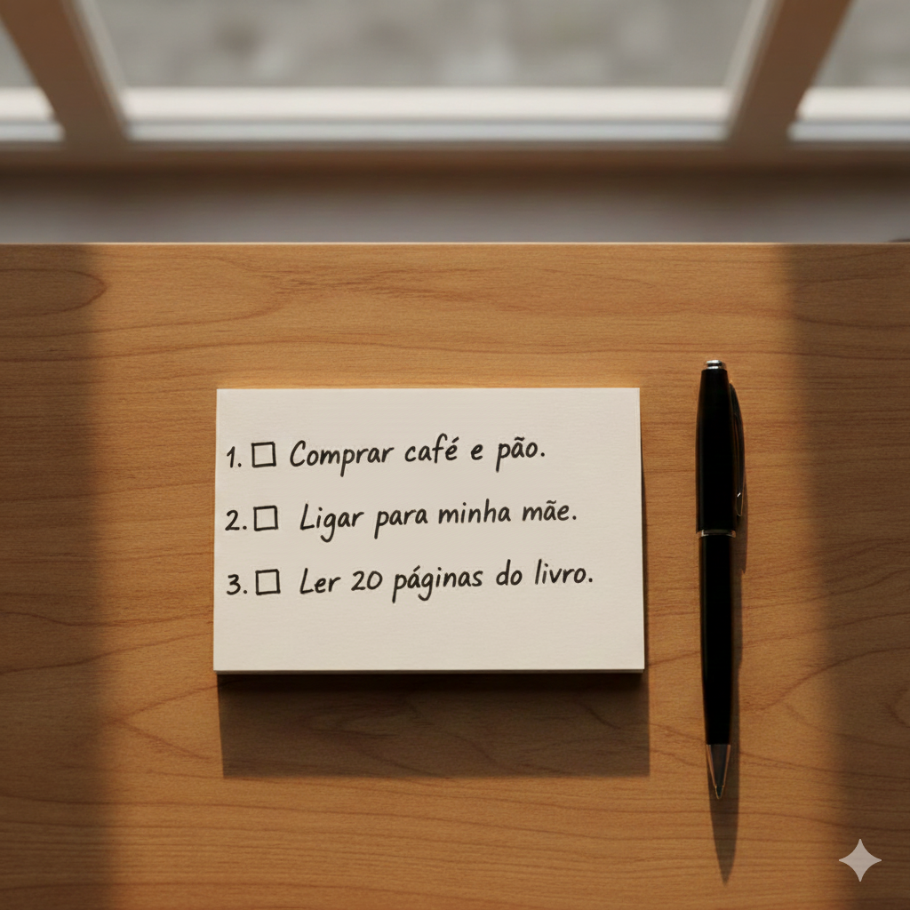 uma agenda aberta com páginas parcialmente preenchidas, luz natural suave, sensação de imperfeição.