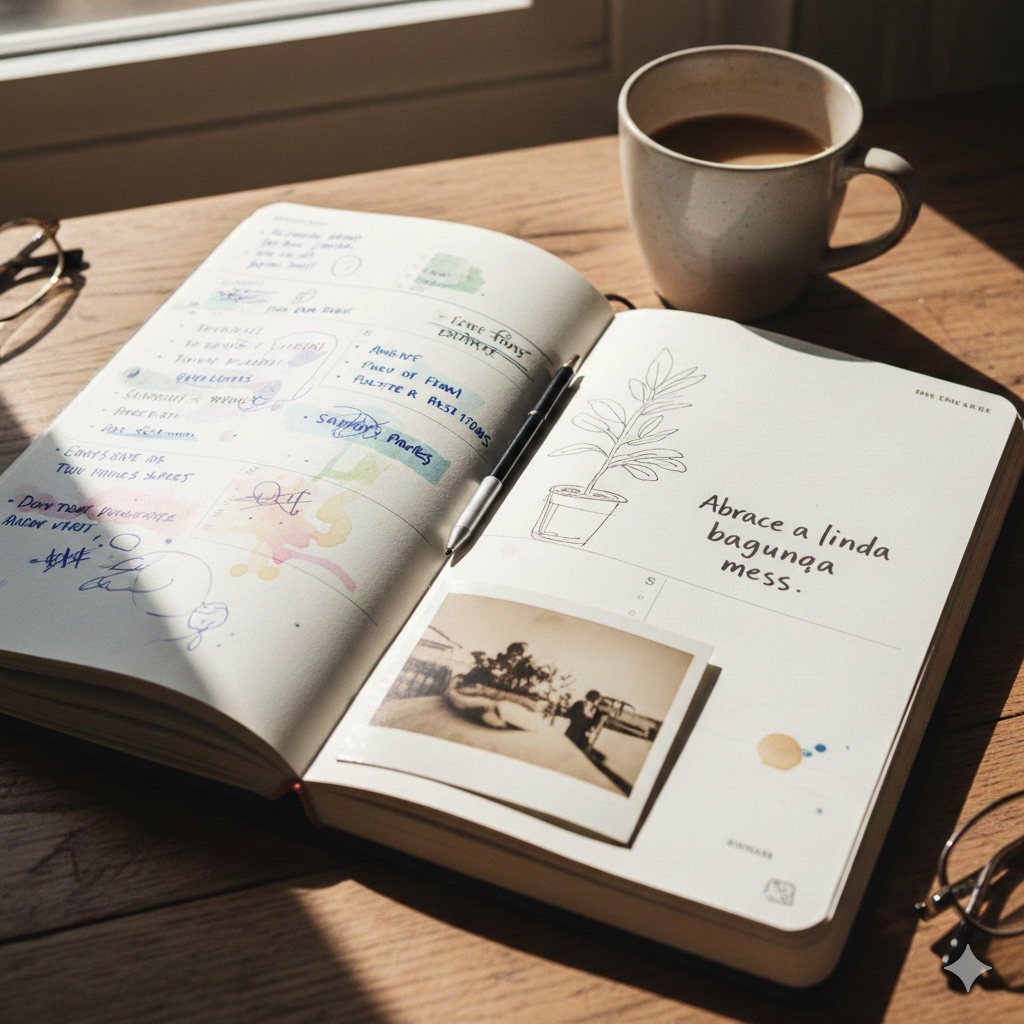 a book opened to show a book with a cup of coffee